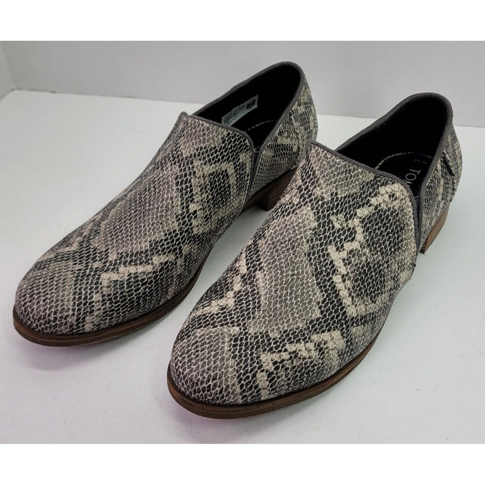 Toms Shaye Slip On Dress Shoes Faux Gray Snake Skin Womens size 10 Unisex